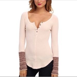 Free People Alpine Cuff Thermal In Frosty Pink